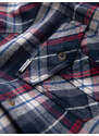 Ombre Men's checkered flannel shirt with pockets - navy blue and red