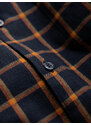 Ombre Clothing Pánská kostkovaná flanelová košile SLIM FIT - tmavě modrá a oranžová V1 OM-SHCS-0145