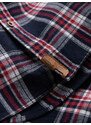 Ombre Men's flannel shirt with buttoned pockets - red and navy blue OM-SHCS