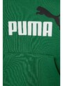 Dětská mikina Puma zelená barva, s kapucí, s potiskem