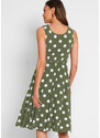 bonprix Úpletové šaty s puntíky Zelená