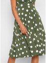 bonprix Úpletové šaty s puntíky Zelená