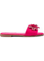 Shelvt Women's fuchsia flip-flops with embellishment