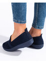 Shelvt Slip-on navy blue slip-on sneakers