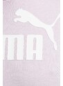 Mikina Puma dámská, fialová barva, s kapucí, s potiskem, 586797