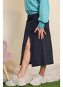 Meera Design Dlouhá sukně s předním rozparkem Lisa / Temně modrý denim
