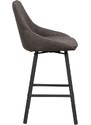 Šedá čalouněná otočná barová židle ROWICO ALISON 65 cm