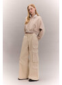 DEFACTO Wide Leg Cargo Gabardine Trousers