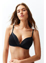 Trendyol Black Modal Satin Detailed Plump Effect Covered Knitted Bra