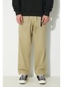 Bavlněné kalhoty Gramicci Loose Tapered Ridge Pant zelená barva, jednoduché, G114.OGT