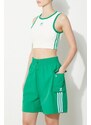 Kraťasy adidas Originals 3S Cargo Shorts dámské, zelená barva, s aplikací, high waist, JH1073