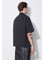 Košile Neil Barrett Loose Military Police Detail Short Sleeve Shirt pánská, černá barva, regular, s klasickým límcem, MY60216A-Y037-001N