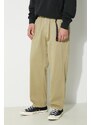 Bavlněné kalhoty Gramicci Loose Tapered Ridge Pant zelená barva, jednoduché, G114.OGT