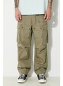 Bavlněné kalhoty C.P. Company Rip-Stop Loose Cargo zelená barva, jednoduché, 16CMPA174A006272G