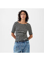 Top GAP Elbow Sleeve Modal Ballet Back Top Black White Stripe