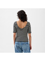 Top GAP Elbow Sleeve Modal Ballet Back Top Black White Stripe