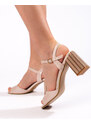 GOODIN Women's elegant beige sandals with a heel
