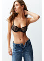 Trendyol Black Lace Piping Capless Knitted Bra