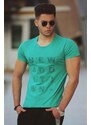 Madmext Embroidery Detailed Green T-Shirt 2895