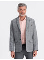 Ombre Men's REGULAR cut jacket with linen - graphite