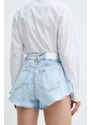 Džínové šortky Pinko dámské, hladké, high waist, 100395 A1MS