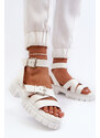 Kesi Dámské sandály s eko koženými pásky bílá Eladira