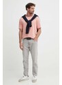 Tričko s příměsí lnu Tommy Hilfiger růžová barva