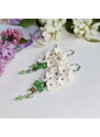 Mairi Syringa - dlouhé květinové náušnice šeříky zeleno-bílé