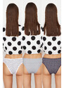 Trendyol Black-Multicolor 3-Pack Cotton Brazilian Knitted Panties