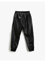 Koton Leather Look Jogger Trousers Elastic Waist Pocket