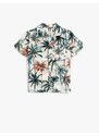 Koton Short Sleeve Shirt Palm Printed Single Pocket Detailed
