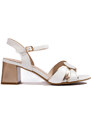 GOODIN Klasické bílé sandály dámské na širokém podpatku