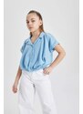 DEFACTO Girl Cotton Short Sleeve Crop Shirt