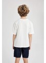 DEFACTO Boy Oversize Fit Crew Neck Printed T-Shirt