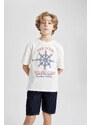 DEFACTO Boy Oversize Fit Crew Neck Printed T-Shirt