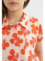 DEFACTO Girl Patterned Short Sleeve Crop Shirt