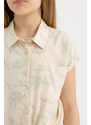 DEFACTO Girl Patterned Short Sleeve Crop Shirt