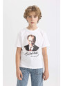 DEFACTO Boy Crew Neck Color Changing Ataturk Printed T-Shirt