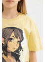 DEFACTO Girl Oversize Fit Printed Short Sleeve T-Shirt