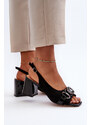 Kesi Dámské sandály na vysokém podpatku s ozdobou, černé D&A