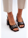 Kesi Dámské sandály na vysokém podpatku s ozdobou, černé D&A