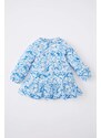 DEFACTO Baby Girl Floral Long Sleeve Textured Dress
