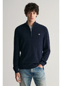 SVETR GANT STRIPE TEXTURED COTTON H-ZIP EVENING BLUE