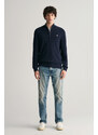 SVETR GANT STRIPE TEXTURED COTTON H-ZIP EVENING BLUE