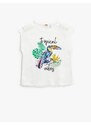 Koton Parrot Stamp Sequin Embroidered T-Shirt Window Detail Sleeveless