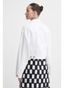 Džínová bunda Abercrombie & Fitch dámská, béžová barva, přechodná, oversize