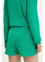Kraťasy Polo Ralph Lauren dámské, zelená barva, hladké, high waist, 211936222