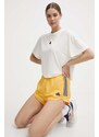 Kraťasy adidas TIRO dámské, žlutá barva, s aplikací, high waist, IS0722