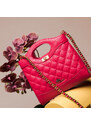 Prošívaná kožená dámská kabelka s řetízkem Wittchen, tmavě růžová, přírodní kůže