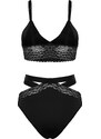 Trendyol Black Satin Lace Detailed Capless Knitted Underwear Set